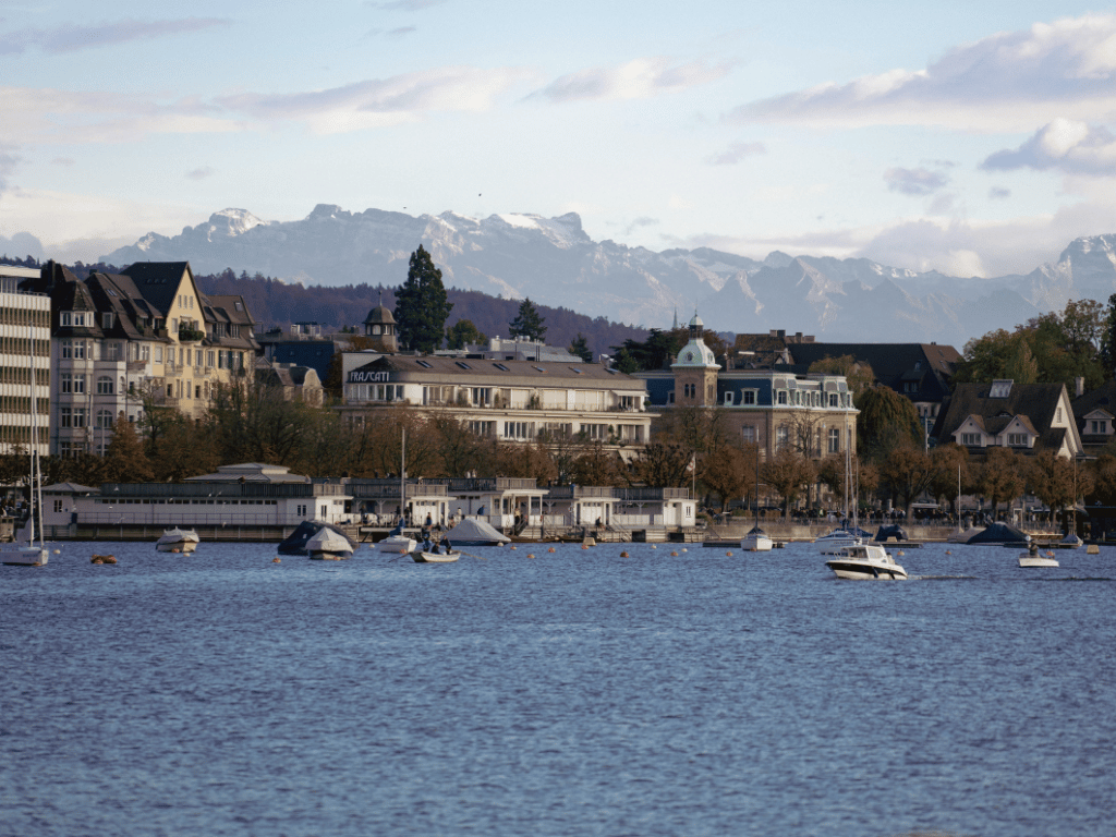 Lake Zurich with the Swiss Alps