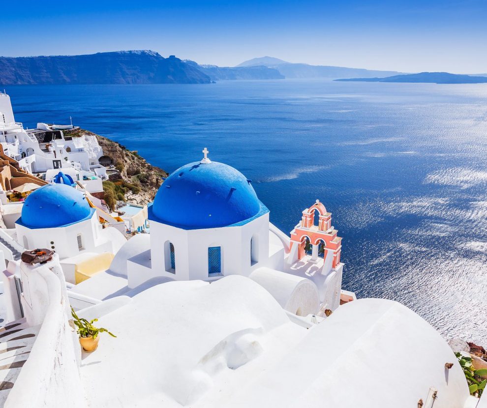 Santorini, Greece. The picturesque Oia village and Santorini caldera.